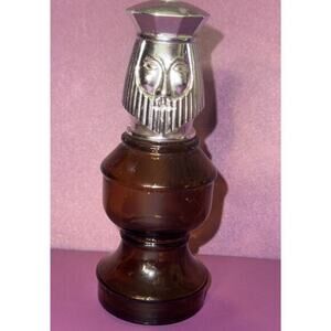 Avon Brown Glass Decanter Bottle, Chess Piece, KING‎ - Empty